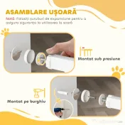 PawHut Poartă de Siguranță pentru Copii și Animale, Poartă pentru Câini cu Închidere Automată, Deschidere în Ambele Direcții, Montare prin Presiune, 76-82x76 cm, Alb | Aosom Romania 