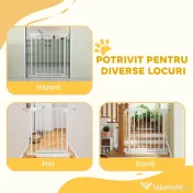 PawHut Poartă de Siguranță pentru Copii și Animale, Poartă pentru Câini cu Închidere Automată, Deschidere în Ambele Direcții, Montare prin Presiune, 76-82x76 cm, Alb | Aosom Romania 