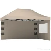 Outsunny Pavilion 3x4,3m, Acoperiș UPF50+, Pereți, Geantă cu Roți, Tenda Grădină, Maro Nisipiu | Aosom Romania 