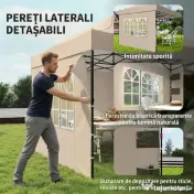 Outsunny Pavilion 3x4,3m, Acoperiș UPF50+, Pereți, Geantă cu Roți, Tenda Grădină, Maro Nisipiu | Aosom Romania 