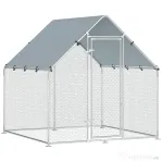 PawHut Adăpost pentru Găini de Exterior cu Acoperiș și Încuietori, din Oțel Zincat, 2x2x2 m, Argintiu