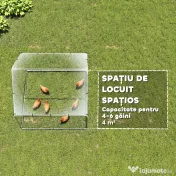 PawHut Coteț pentru Găini de Exterior, 2x2x2m 4 m² Țarc pentru Găini din Oțel Galvanizat cu Acoperiș Impermeabil Anti-UV și Încuietoare, Adăpost pentru 4-6 Găini, Animale Mici, Iepuri și Rațe | Aosom Romania