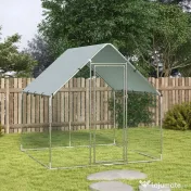 PawHut Coteț pentru Găini de Exterior, 2x2x2m 4 m² Țarc pentru Găini din Oțel Galvanizat cu Acoperiș Impermeabil Anti-UV și Încuietoare, Adăpost pentru 4-6 Găini, Animale Mici, Iepuri și Rațe | Aosom Romania