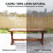 Outsunny Bancă de Grădină cu 2 Locuri din Lemn de Brad cu Bază în Formă de X, Bancă Rustică pentru Exterior Fără Spătar, pentru Patio, Verandă, Balcon, 114L x 40l x 46h cm, Finisaj Carbonizat | Aosom Romania