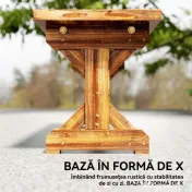 Outsunny Bancă de Grădină cu 2 Locuri din Lemn de Brad cu Bază în Formă de X, Bancă Rustică pentru Exterior Fără Spătar, pentru Patio, Verandă, Balcon, 114L x 40l x 46h cm, Finisaj Carbonizat | Aosom Romania