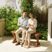 Outsunny Bancă de Grădină cu 2 Locuri din Lemn de Brad cu Bază în Formă de X, Bancă Rustică pentru Exterior Fără Spătar, pentru Patio, Verandă, Balcon, 114L x 40l x 46h cm, Finisaj Carbonizat | Aosom Romania