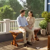 Outsunny Bancă de Grădină cu 2 Locuri din Lemn de Brad cu Bază în Formă de X, Bancă Rustică pentru Exterior Fără Spătar, pentru Patio, Verandă, Balcon, 114L x 40l x 46h cm, Finisaj Carbonizat | Aosom Romania