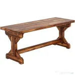 Outsunny Bancă de Grădină cu 2 Locuri din Lemn de Brad cu Bază în Formă de X, Bancă Rustică pentru Exterior Fără Spătar, pentru Terasă, Balcon, 114L x 40l x 46Î cm, Carbonizată