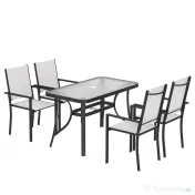 Outsunny Set de Prânz Grădină cu Orificiu pentru Umbrelă, Masă, Scaune pentru 4, Gri Deschis | Aosom Romania 