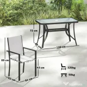 Outsunny Set de Prânz Grădină cu Orificiu pentru Umbrelă, Masă, Scaune pentru 4, Gri Deschis | Aosom Romania 