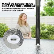 Outsunny Set de Prânz Grădină cu Orificiu pentru Umbrelă, Masă, Scaune pentru 4, Gri Deschis | Aosom Romania 