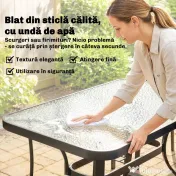 Outsunny Set de Prânz Grădină cu Orificiu pentru Umbrelă, Masă, Scaune pentru 4, Gri Deschis | Aosom Romania 