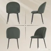 HOMCOM Set de 2 Scaune de Sufragerie din Catifea, Scaune de Bucătărie cu Spătar Curbat în Formă de Scoică, Picioare din Oțel, Stil Nordic, Scaune Tapițate pentru Bucătărie, Dormitor, Living, Gri | Aosom Romania 