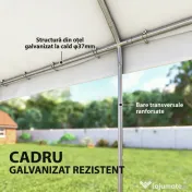 Outsunny Pavilion de Grădină 4x6 m cu Pereți Laterali, 6 Ferestre și Dublă Intrare, din Oțel Galvanizat, Alb | Aosom Romania