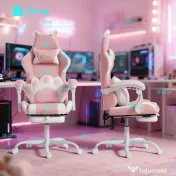 Vinsetto Scaun Gaming Ergonomic cu Urechi de Pisică, Fotoliu Gaming Birou Reclinabil din Piele Eco cu Suport pentru Picioare, Tetieră și Înălțime Reglabilă, Suport Lombar și Cervical, Roz | Aosom Romania 
