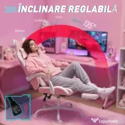 Vinsetto Scaun Gaming Ergonomic cu Urechi de Pisică, Fotoliu Gaming Birou Reclinabil din Piele Eco cu Suport pentru Picioare, Tetieră și Înălțime Reglabilă, Suport Lombar și Cervical, Roz | Aosom Romania 