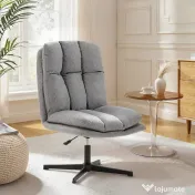 HOMCOM Fotoliu Rotativ de Living din Material Tip In, Fotoliu fără Brațe cu Șezut Spațios și Picioare din Metal, Gri Deschis | Aosom Romania 