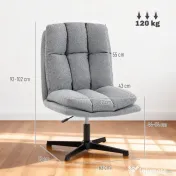 HOMCOM Fotoliu Rotativ de Living din Material Tip In, Fotoliu fără Brațe cu Șezut Spațios și Picioare din Metal, Gri Deschis | Aosom Romania 