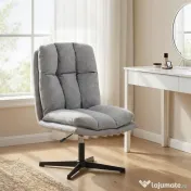 HOMCOM Fotoliu Rotativ de Living din Material Tip In, Fotoliu fără Brațe cu Șezut Spațios și Picioare din Metal, Gri Deschis | Aosom Romania 