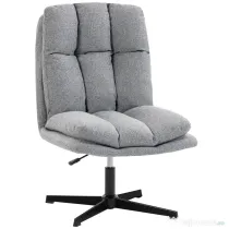 HOMCOM Scaun Rotativ pentru Living din Material cu Aspect de In și Metal, 63x75x92-102 cm, Gri Deschis