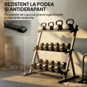 SPORTNOW Suport pentru Greutăți cu 3 Nivele, Reglabil pentru Gantere și Kettlebell-uri, Economisire de Spațiu pentru Sala de Acasă, Capacitate 200 KG | Aosom Romania 