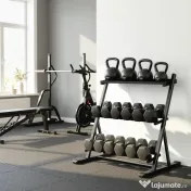SPORTNOW Suport pentru Greutăți cu 3 Nivele, Reglabil pentru Gantere și Kettlebell-uri, Economisire de Spațiu pentru Sala de Acasă, Capacitate 200 KG | Aosom Romania 