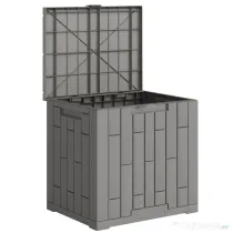 Outsunny Ladă de Grădină 114L din Rășină Impermeabilă și Anti-UV cu Închidere cu Cheie, 56x44x54 cm, Gri | Aosom Romania