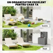 Outsunny Ladă de Grădină 114L din Rășină Impermeabilă și Anti-UV cu Închidere cu Cheie, 56x44x54 cm, Gri | Aosom Romania