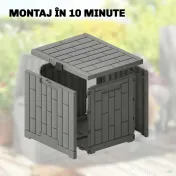Outsunny Ladă de Grădină 114L din Rășină Impermeabilă și Anti-UV cu Închidere cu Cheie, 56x44x54 cm, Gri | Aosom Romania