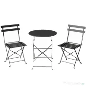 Outsunny Set Bistro Exterior, Mobilier Pliabil cu Masă și 2 Scaune, Negru | Aosom Romania