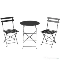 Outsunny Set Bistro Exterior, Mobilier Pliabil cu Masă și 2 Scaune, Negru | Aosom Romania