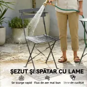 Outsunny Set Bistro Exterior, Mobilier Pliabil cu Masă și 2 Scaune, Negru | Aosom Romania