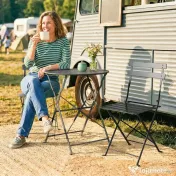 Outsunny Set Bistro Exterior, Mobilier Pliabil cu Masă și 2 Scaune, Negru | Aosom Romania