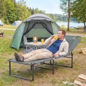 Outsunny Șezlong de Exterior Reglabil 4 Poziții, Scaun Pliabil cu Mâner, Gri. | Aosom Romania