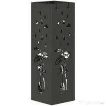 HOMCOM Suport de Umbrele Pătrat din Metal pentru Intrare, Suport Autoportant cu Tavă Detașabilă și 4 Cârlige, pentru Interior și Exterior, 15.5x15.5x49 cm, Negru | Aosom Romania
