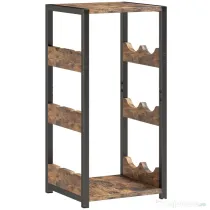 HOMCOM Suport pentru Sticle, Rafturi Ondulate, Picioare Reglabile, Maro Rustic, Negru