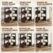 HOMCOM Suport Vin, Rafturi Ondulate, Picioare Reglabile, Maro Rustic, Negru | Aosom Romania 