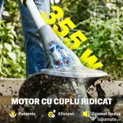 Outsunny Motosapă Fără Fir 18V, Lățime de Lucru 20cm, Adâncime 18cm, 4 Lame, Mâner Reglabil, pentru Grădină și Terenuri, Bateria și Încărcătorul Nu Sunt Incluse | Aosom Romania
