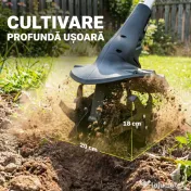 Outsunny Motosapă Fără Fir 18V, Lățime de Lucru 20cm, Adâncime 18cm, 4 Lame, Mâner Reglabil, pentru Grădină și Terenuri, Bateria și Încărcătorul Nu Sunt Incluse | Aosom Romania