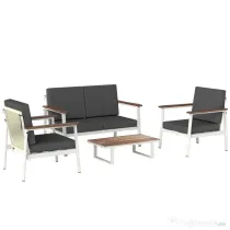 Outsunny Set Mobilier Grădină 4 Persoane: 2 Fotolii, Canapea, Măsuță