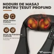 HOMCOM Masajer Cervical cu Încălzire pentru Spate, Gât și Umeri, Schimbare Automată a Direcției, Negru | Aosom Romania
