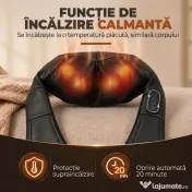 HOMCOM Masajer Cervical cu Încălzire pentru Spate, Gât și Umeri, Schimbare Automată a Direcției, Negru | Aosom Romania