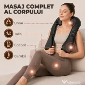 HOMCOM Masajer Cervical cu Încălzire pentru Spate, Gât și Umeri, Schimbare Automată a Direcției, Negru | Aosom Romania