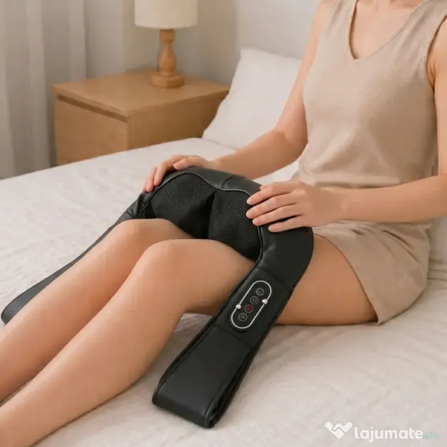 HOMCOM Masajer Cervical cu Încălzire pentru Spate, Gât și Umeri, Schimbare Automată a Direcției, Negru | Aosom Romania
