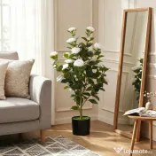 HOMCOM Plantă Artificială Camelie, Flori Realiste, 176 Frunze PEVA, Ghiveci PP, Alb | Aosom Romania 