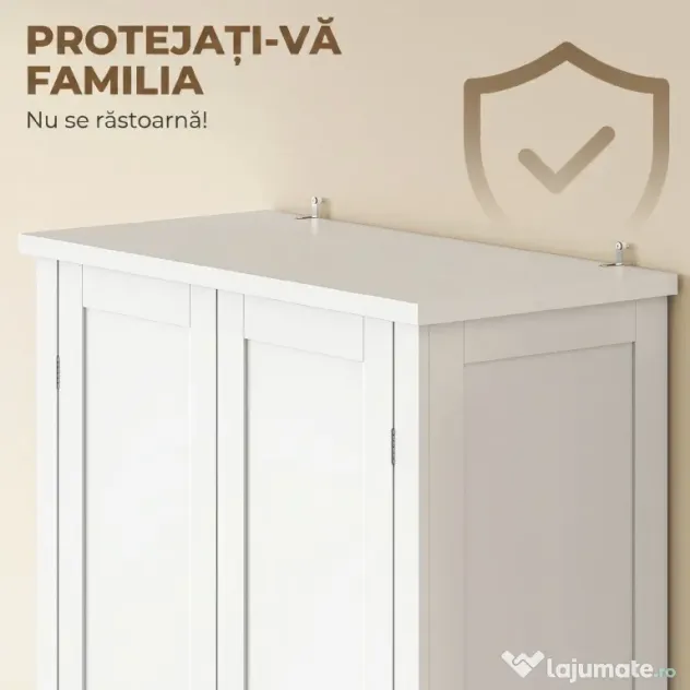HOMCOM Dulap Modern de Bucătărie: Roți, 2 Uși, 14 Suporturi, Alb. | Aosom Romania