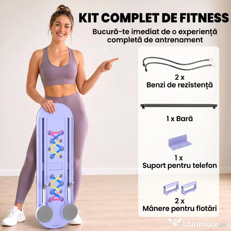 SPORTNOW Platformă Pilates 5 în 1 Pliabilă, Set Reformer pentru Antrenament Acasă, PP, Albastru Deschis | Aosom Romania