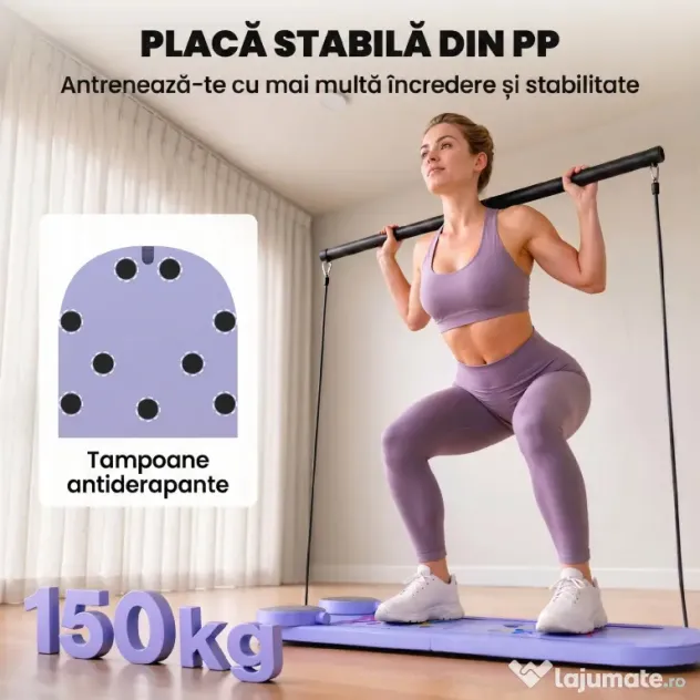 SPORTNOW Platformă Pilates 5 în 1 Pliabilă, Set Reformer pentru Antrenament Acasă, PP, Albastru Deschis | Aosom Romania