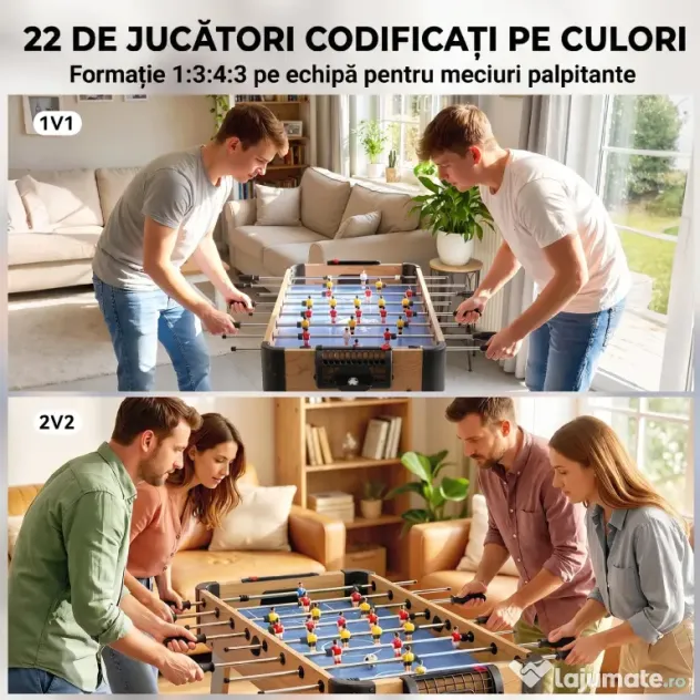SPORTNOW Fotbal de Masă: Mini Masă de 89 cm, 2 Indicatoare Manuale de Scor, Mov | Aosom Romania