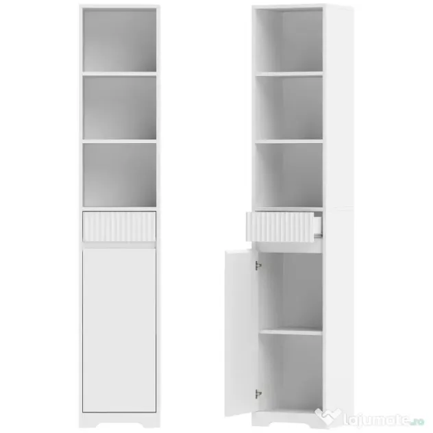 HOMCOM Dulap de Baie Înalt, Dulap Independent cu Raft Reglabil | Aosom Romania